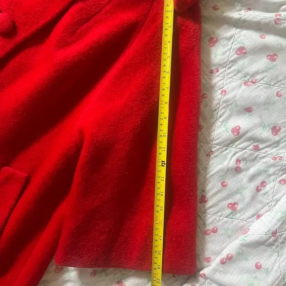 Lili Anne Red Wool mohair Swing Coat with Funnel Collar - Picture 9 of 15